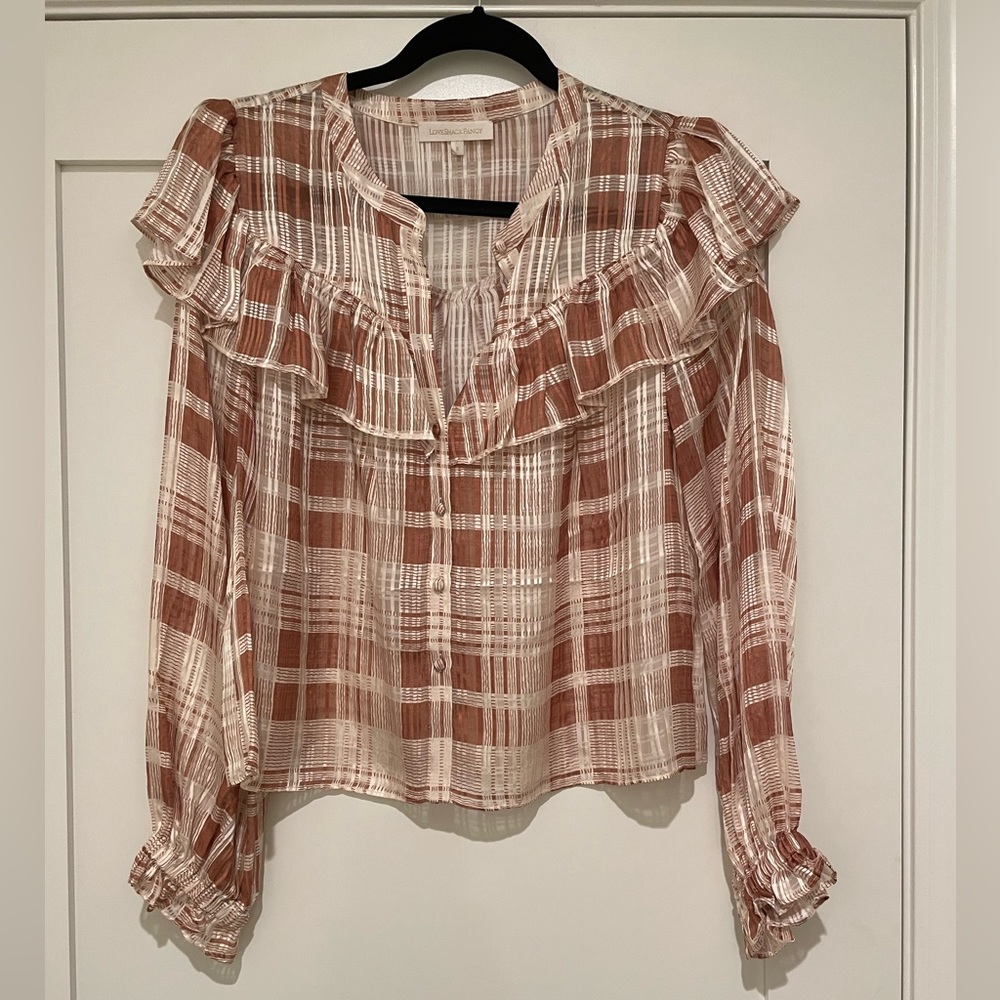 Love shack Fancy Erica Ruffle Top Size Small